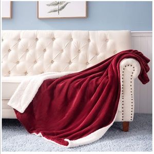 Fleece Blanket Throw Size Red Plush Blanket